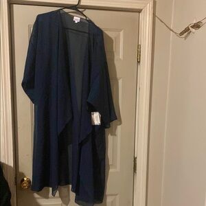 Elegant Navy Blue Drape Cardigan
